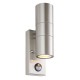 Saxby Scope PIR/Photocell Up & Down Wall Light IP65 - Brushed Steel