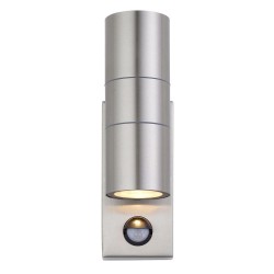 Saxby Scope PIR/Photocell Up & Down Wall Light IP65 - Brushed Steel