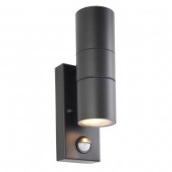Saxby Scope PIR/Photocell Up & Down Wall Light IP65 - Matt Black