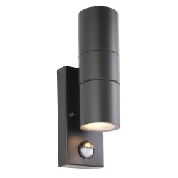 Saxby Scope PIR/Photocell Up & Down Wall Light IP65 - Matt Black