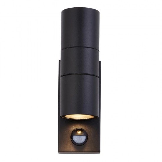 Saxby Scope PIR/Photocell Up & Down Wall Light IP65 - Matt Black