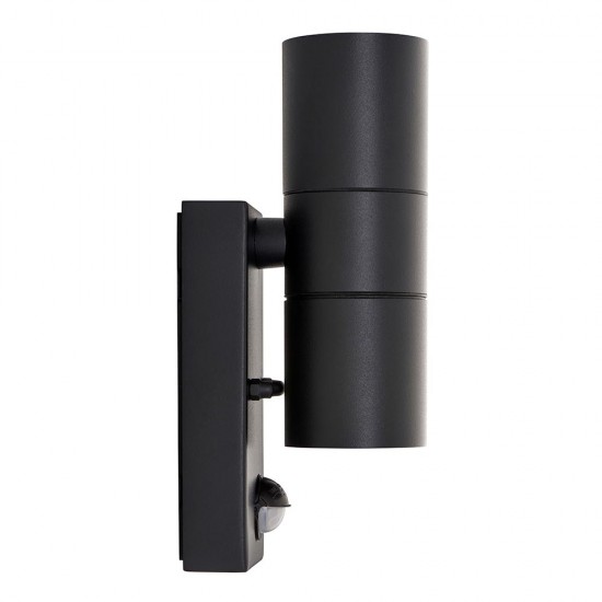 Saxby Scope PIR/Photocell Up & Down Wall Light IP65 - Matt Black