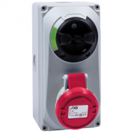 NIGLON 32A 5 PIN IP44 INTERLOCKING SWITCH SOCKET 415V RED