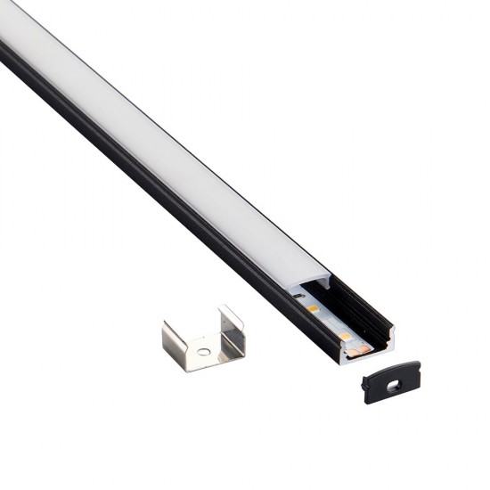 SAXBY 2M BLACK SLIM FLAT ALUMINIUM PROFILE COMES WITH OPAL COVER