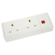 2 GANG 13A TRAILING SOCKET WHITE