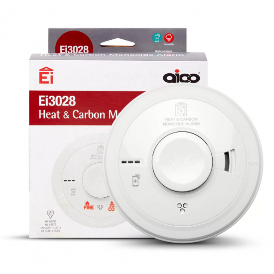 AICO Ei3028 MULTI-SENSOR HEAT & CARBON MONOXIDE ALARM WITH 10 YEAR LITHIUM CELL BACK-UP