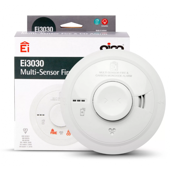AICO Ei3030 MULTI-SENSOR HEAT & CARBON MONOXIDE ALARM WITH 10 YEAR LITHIUM CELL BACK-UP