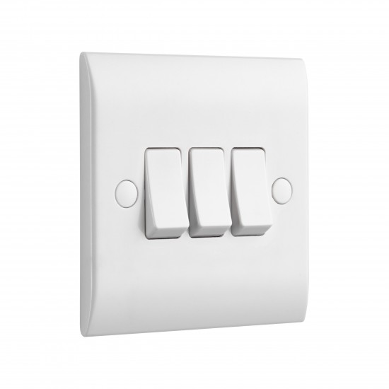 Saxby Curved Edge 10AX 3 Gang 2-Way Switch