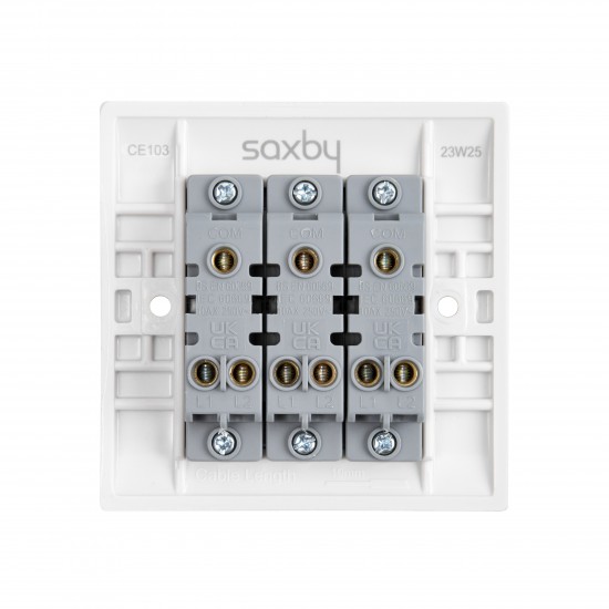 Saxby Curved Edge 10AX 3 Gang 2-Way Switch