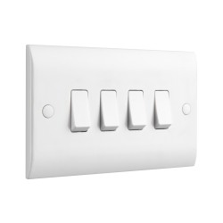 Saxby Curved Edge 10AX 4 Gang 2-Way Switch