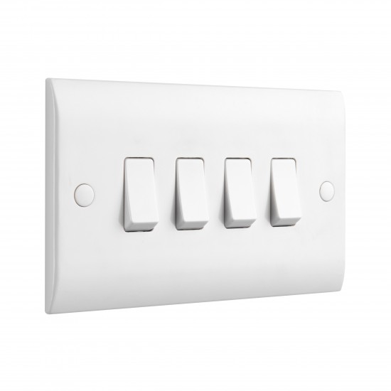 Saxby Curved Edge 10AX 4 Gang 2-Way Switch