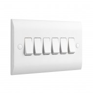 Saxby Curved Edge 10AX 6 Gang 2-Way Switch