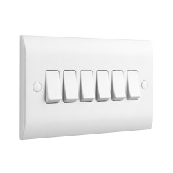 Saxby Curved Edge 10AX 6 Gang 2-Way Switch