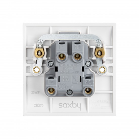 Saxby Curved Edge 20A 1 Gang Double Pole Switch