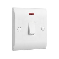 Saxby Curved Edge 20A 1 Gang Double Pole Switch With Neon