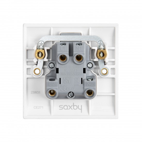 Saxby Curved Edge 20A 1 Gang Double Pole Switch With Neon