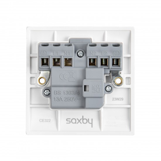 Saxby Curved Edge 13A Switched Fused Spur Unit with Neon
