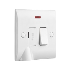 Saxby Curved Edge 13A Switched Fused Spur Unit with Flex Outlet and Neon
