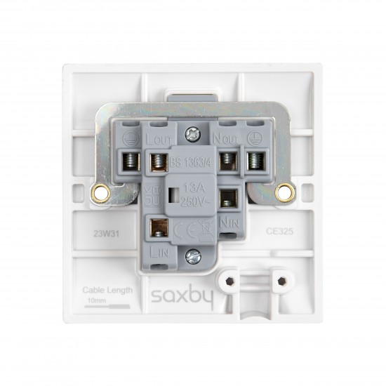 Saxby Curved Edge 13A Unswitched Fused Spur Unit with Flex Outlet