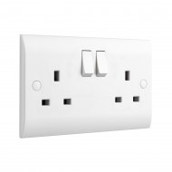 Saxby Curved Edge 13A 2 Gang Single Pole Switched Socket