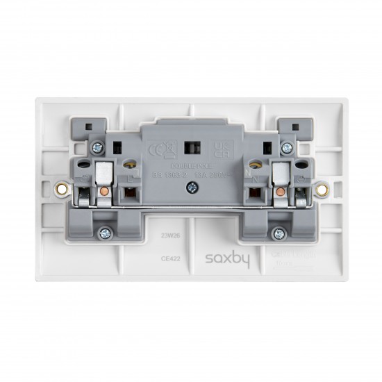 Saxby Curved Edge 13A 2 Gang Double Pole Switched Socket