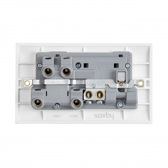 Saxby Curved Edge 45A Double Pole Cooker Switch with 13A Socket