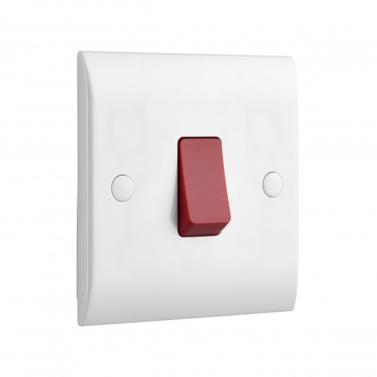 Saxby Curved Edge 45A 1 Gang Double Pole Switch