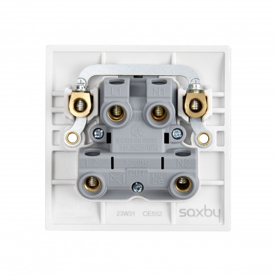 Saxby Curved Edge 45A 1 Gang Double Pole Switch