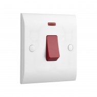 Saxby Curved Edge 45A 1 Gang Double Pole Switch with Neon