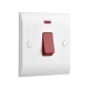 Saxby Curved Edge 45A 1 Gang Double Pole Switch with Neon