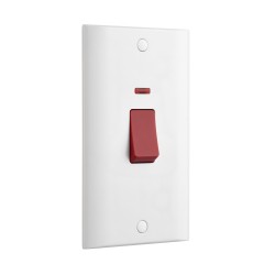 Saxby Curved Edge 45A Large Plate Double Pole Switch with Neon
