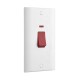 Saxby Curved Edge 45A Large Plate Double Pole Switch with Neon