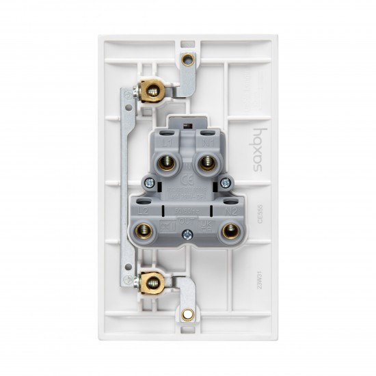 Saxby Curved Edge 45A Large Plate Double Pole Switch with Neon