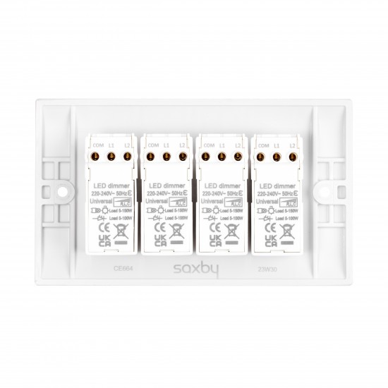 Saxby Curved Edge 4 Gang LED Dimmer 5-100W