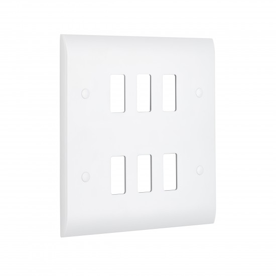 Saxby Curved Edge 6 Gang Grid Front Plate
