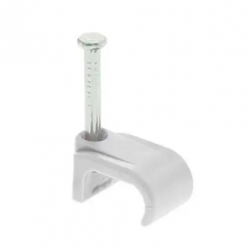 UNICRIMP WHITE 4MM FLAT RG59/DUAL CLIPS (BOX 100)