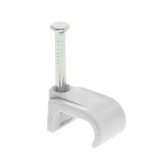 UNICRIMP WHITE 4MM FLAT RG59/DUAL CLIPS (BOX 100)