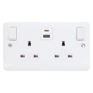 CLICK MODE USB A + C 13A 2 GANG SWITCHED SOCKET