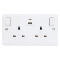 CLICK MODE USB A + C 13A 2 GANG SWITCHED SOCKET