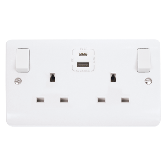 CLICK MODE USB A + C 13A 2 GANG SWITCHED SOCKET