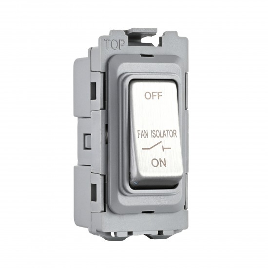 Saxby Grid 10A Fan Isolator Grid Module - Brushed Steel