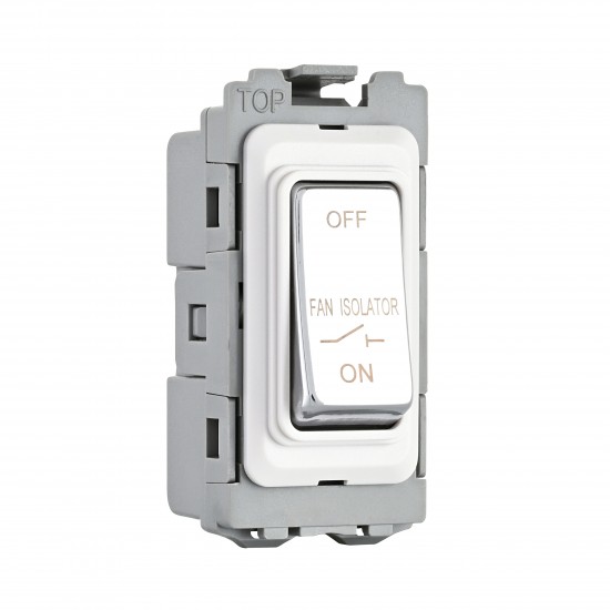 Saxby Grid 10A Fan Isolator Grid Module - Polished Chrome