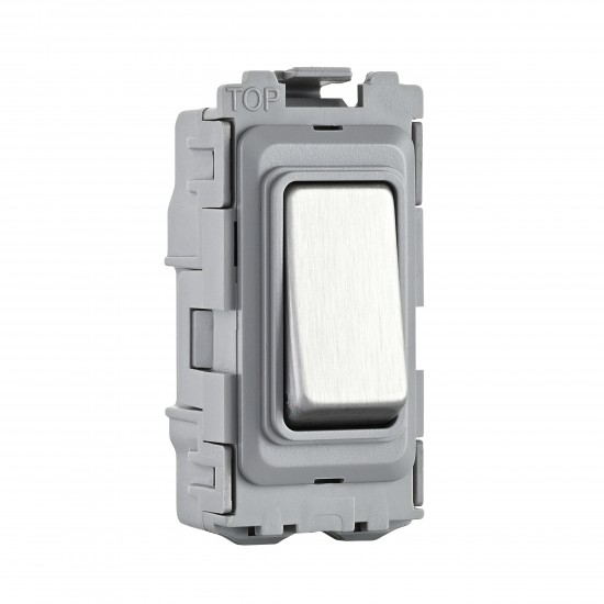 Saxby Grid 20A DP 2-Way Grid Switch Module - Brushed Steel