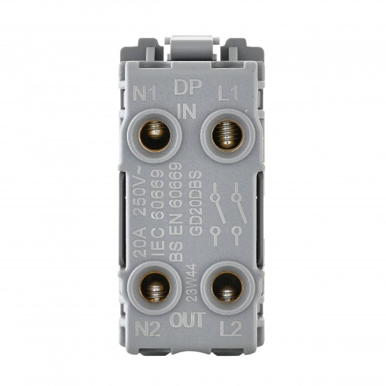 Saxby Grid 20A DP 2-Way Grid Switch Module - Brushed Steel