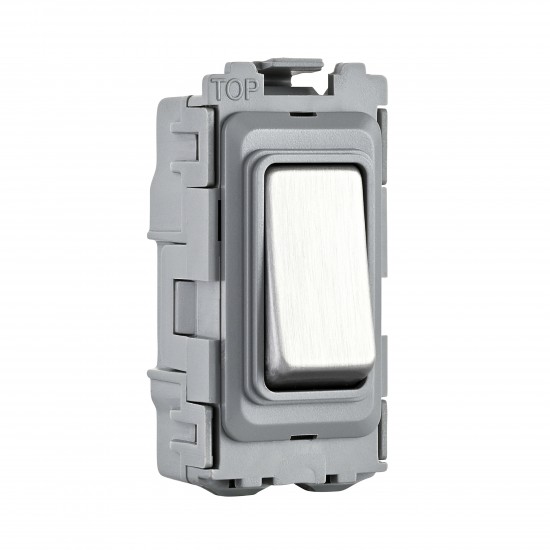 Saxby Grid 20A Intermediate Grid Switch Module - Brushed Steel