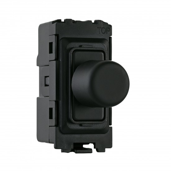 Saxby Grid 1 Gang 2-Way 100W LED Dimmer Module - Matt Black Black Insert