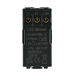 Saxby Grid 1 Gang 2-Way 100W LED Dimmer Module - Matt Black Black Insert