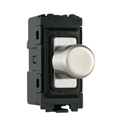 Saxby Grid 1 Gang 2-Way 100W LED Dimmer Module - Brushed Steel Black Insert