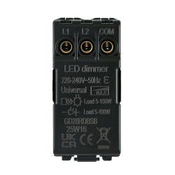 Saxby Grid 1 Gang 2-Way 100W LED Dimmer Module - Brushed Steel Black Insert