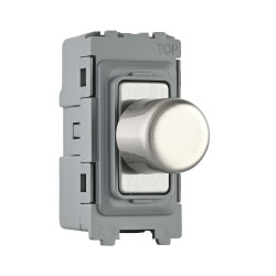 Saxby Grid 1 Gang 2-Way 100W LED Dimmer Module - Brushed Steel Grey Insert